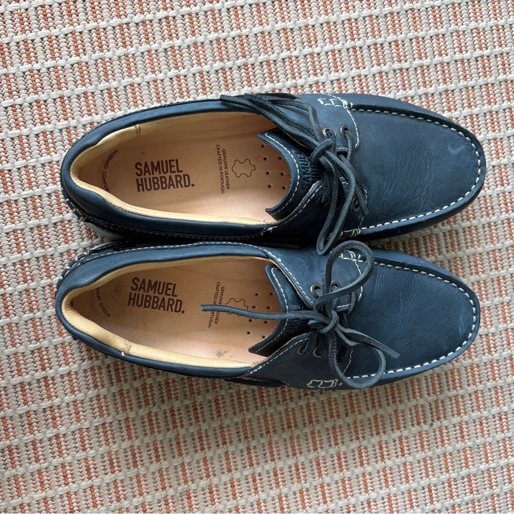 Samuel Hubbard Men's Navy Blue Leather Boat Shoes 8.5 new